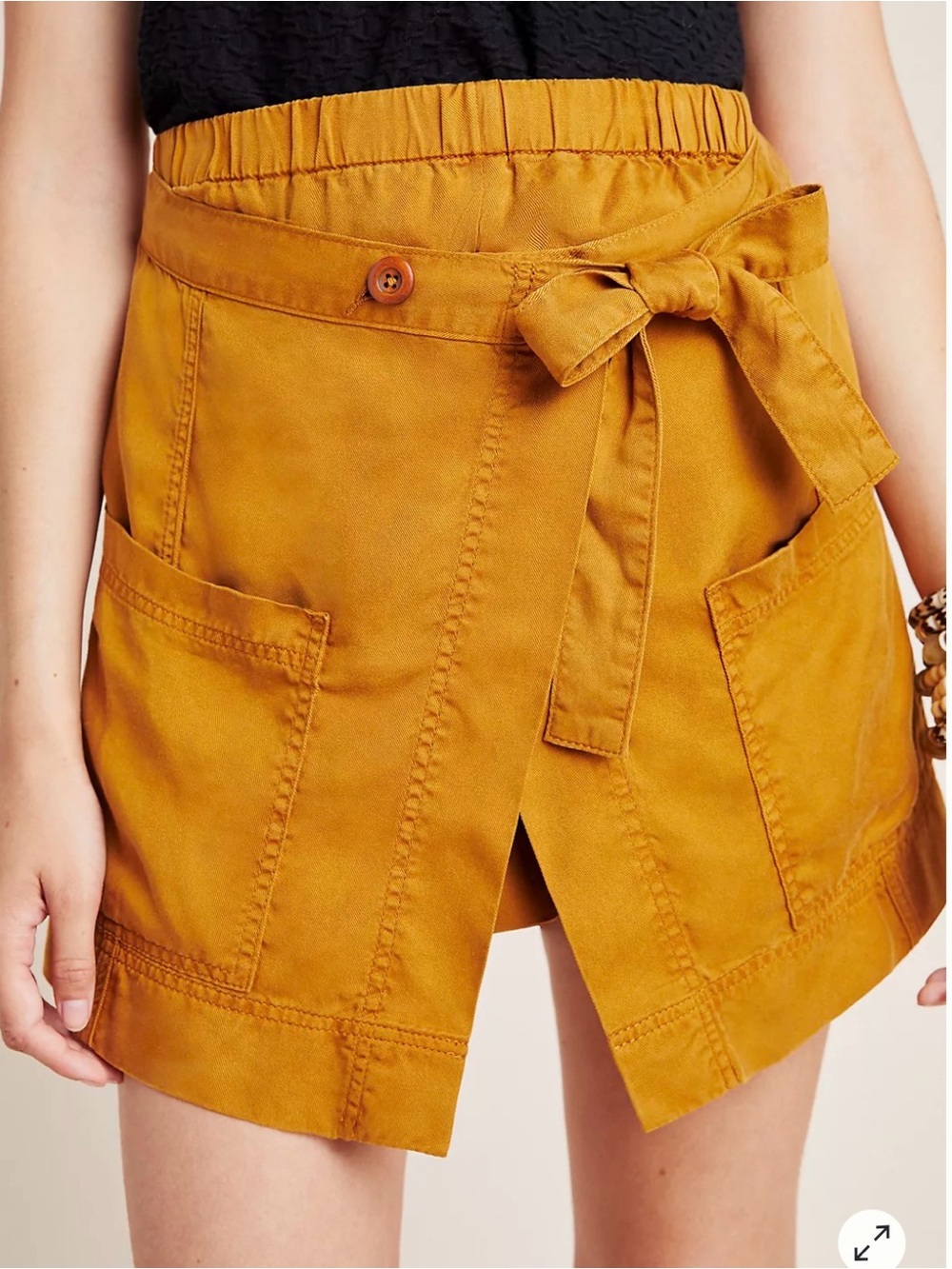 Anthropologie Mustard Yellow High Rise Utility Skort Shorts Preppy Gorpcore Boho